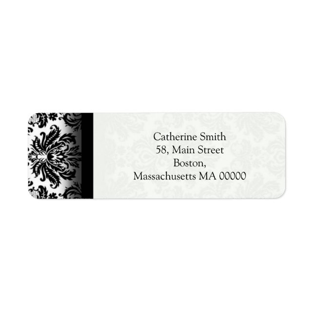 Black and White Damask Address Labels (Front)