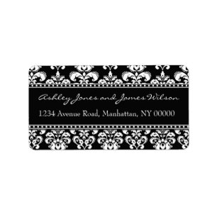 Black and White Damask Address Labels