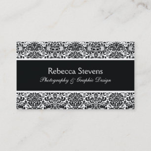 Black and White Damask Business Card
