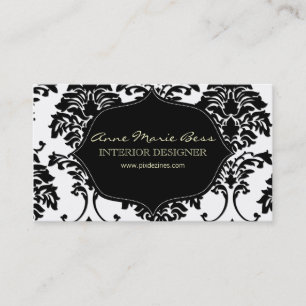 Black and white Damask business cards