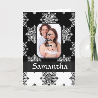 Black and white damask card