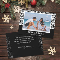 Black and White Damask Christmas Photo