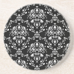 Black and White Damask Coaster