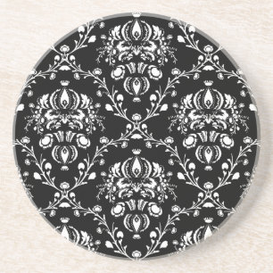 Black and White Damask Coaster