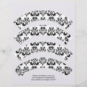 BLACK AND WHITE DAMASK CUPCAKE LINER CUTOUT