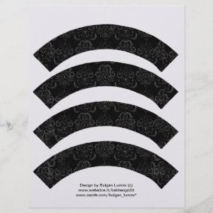 BLACK AND WHITE DAMASK CUPCAKE LINER CUTOUT linen