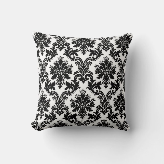 Black and White Damask Cushion (Front)
