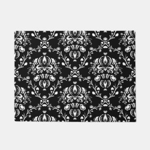 Black and White Damask Doormat