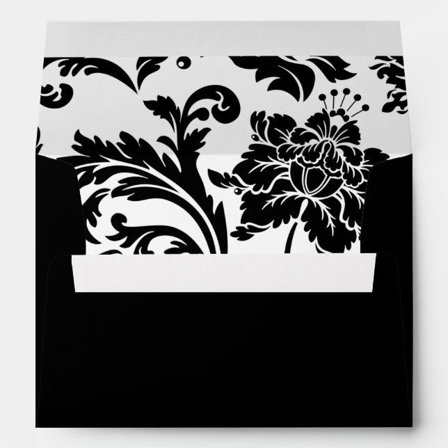 Black and white damask envelope (Back (Bottom))