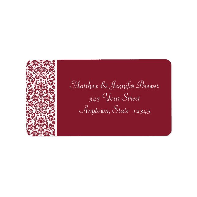Black and White Damask Envelope Address Labels (Front)