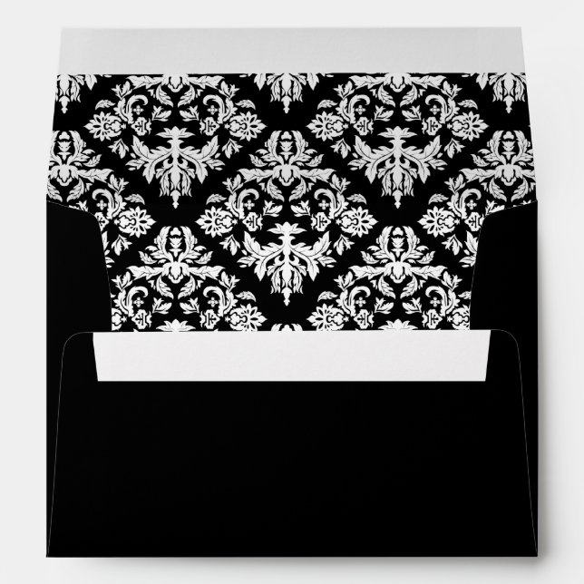 Black and White Damask Envelopes (Back (Bottom))