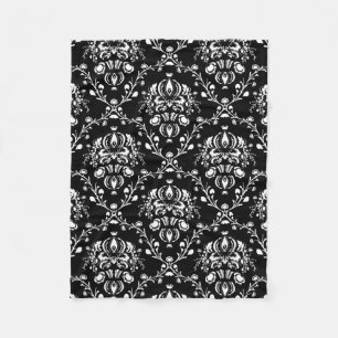 Black and White Damask Fleece Blanket