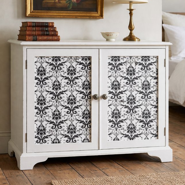 Black And White Damask Floral Pattern Tissue Paper (Creator Uploaded)