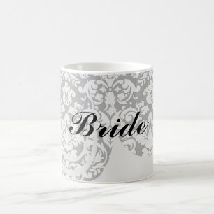black and white damask flourish coffee mug