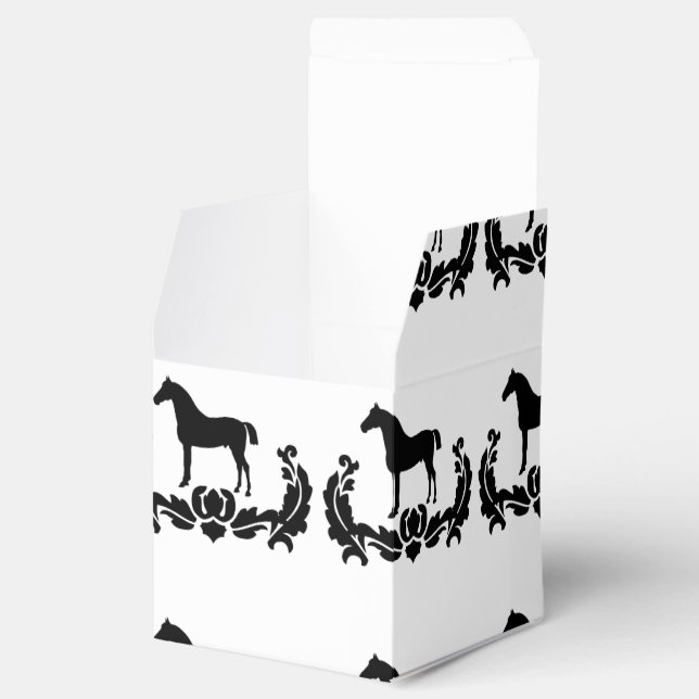 Black and White Damask Horse Favour Box (Opened)