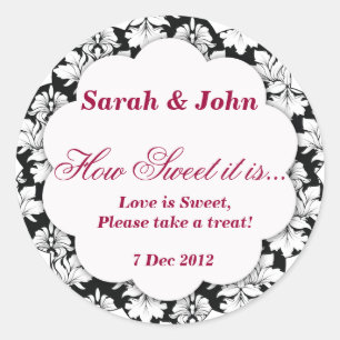 black and white damask How Sweet it is Sticker