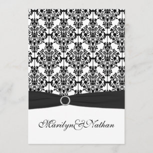 Black and White Damask II Wedding Invitation