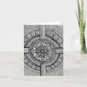Black and White Damask Indian Mandala Thank You Card
