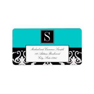 Black and White Damask Label