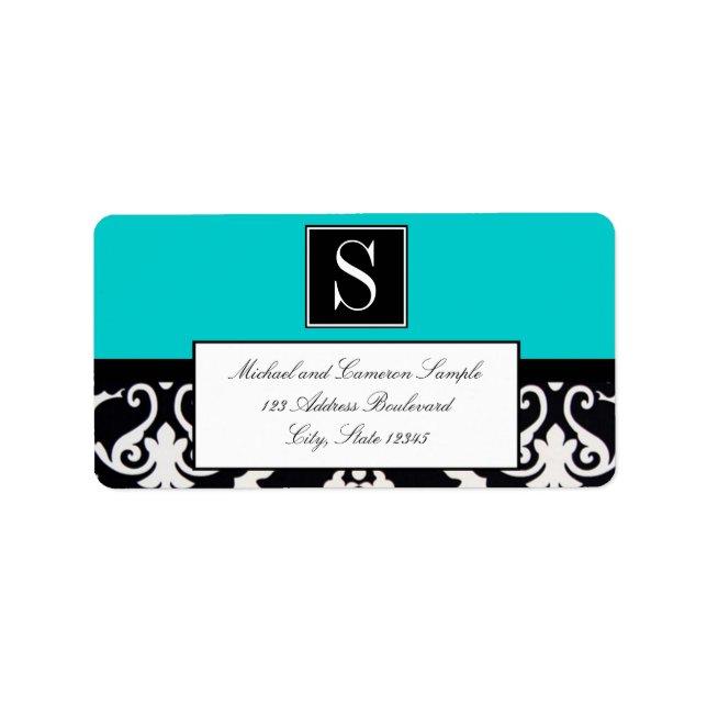 Black and White Damask Label (Front)
