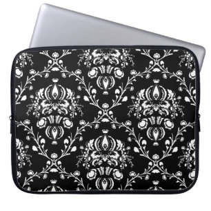 Black and White Damask Laptop Sleeve