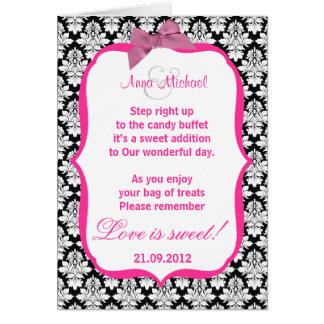 Black and White damask Love is sweet Poem Card