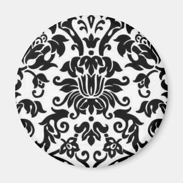 Black and White Damask Magnet (Front)