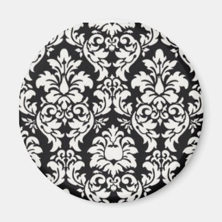 Black and White Damask Magnet