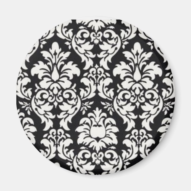 Black and White Damask Magnet (Front)