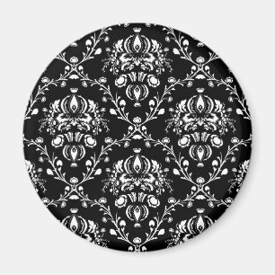 Black and White Damask Magnet