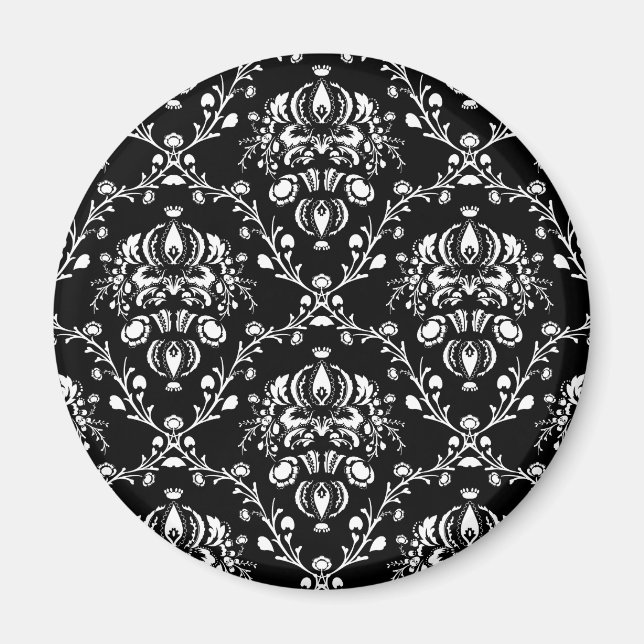 Black and White Damask Magnet (Front)