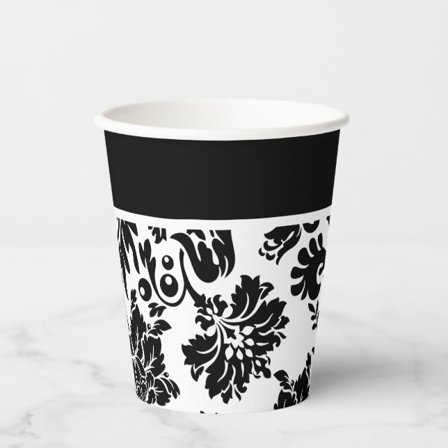 Black and white damask paper cups (Front)
