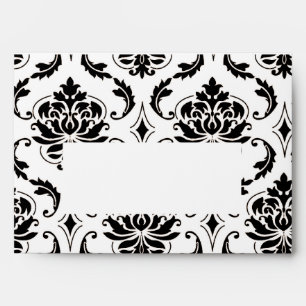 Black and White Damask Pattern Print A7 Envelope