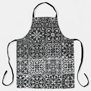 Black and white damask patterns apron