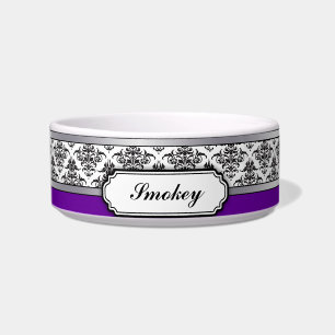 Black and White Damask pet bowl - variable colour