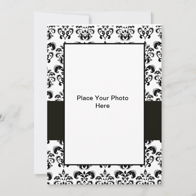 BLACK AND WHITE  DAMASK PHOTO TEMPLATE (Front)