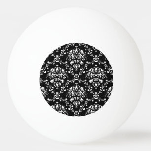 Black and White Damask Ping Pong Ball