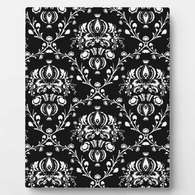 Black and White Damask Plaque (Front)