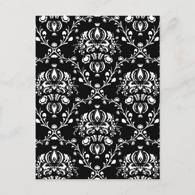 Black and White Damask Postcard (Front)