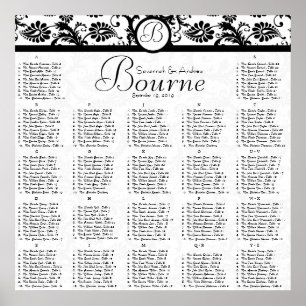 Black and White Damask Reception Seating Chart