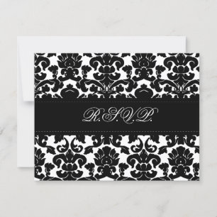 Black and White Damask Reply Card