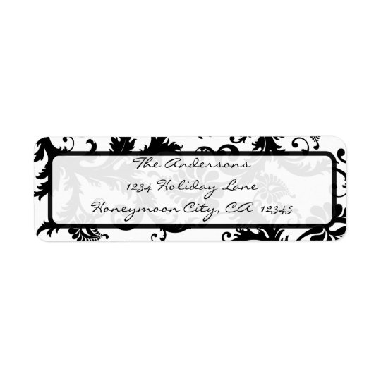 Black and White Damask Return Address Labels