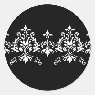 Black and White Damask Sticker