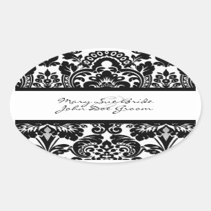 Black and White Damask Stickers for Invitations