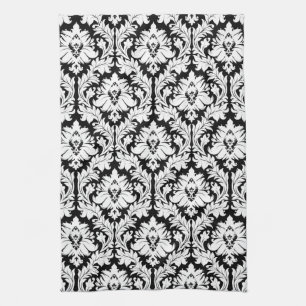 Black and white Damask Tea Towel