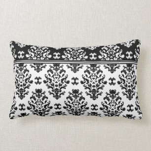 Black and White Damask Throw Pillow