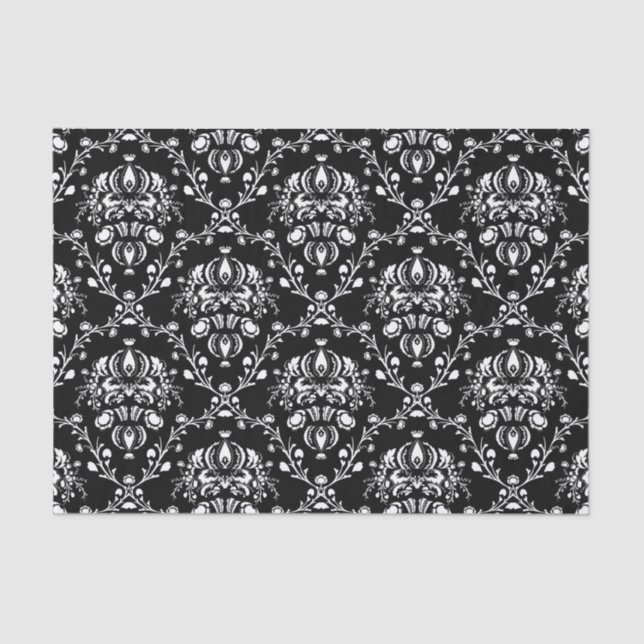 Black and White Damask Tissue Paper (Front)