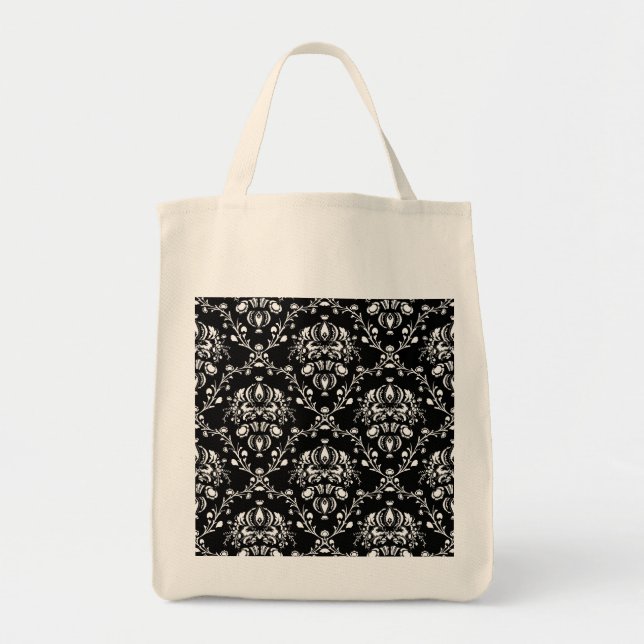 Black and White Damask Tote Bag (Front)