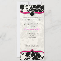 Black and white Damask Twin babyshower with pink