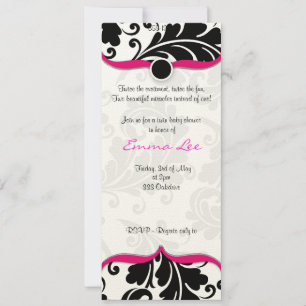 Black and white Damask Twin babyshower with pink Invitation